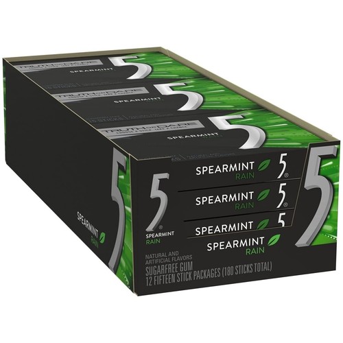 Wrigley's 5 Gum Spearmint Rain (15 Count, 12 Pack)