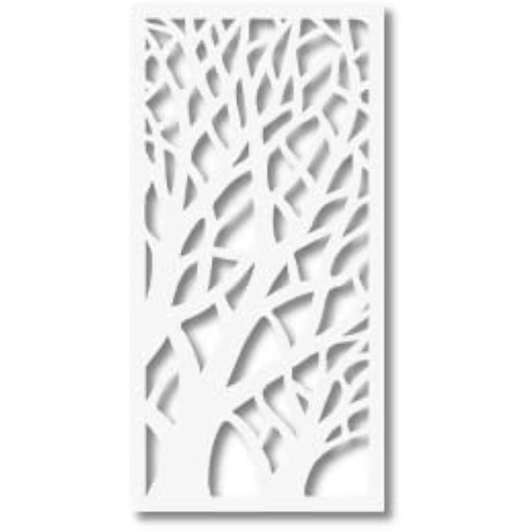 VIMA Tree Branches Decorative Wall Panel - 48 L x 24 W x 12 H, White Color PVC Board Panel with Private Screen Fence Design for Home Renovation & Wall Decor