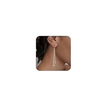 NECOCY Silver Plated Dangle Earrings for Women, Dainty Long Dangling Chain Earrings Trendy Dangly CZ Pearl Threader Tassel Earrings Drop Hanging for Women Lady Jewelry Gift Prom Dating Party Wedding