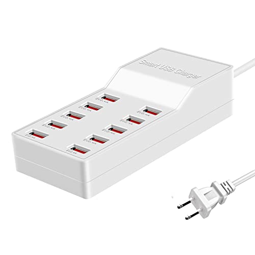 MaxLax USB Charger Station,10-Port 50W10A Multiple USB Charging Station with Smart IC Technology,Multi Ports Charger Charging for Smartphones,Tablets,and Other Devices.