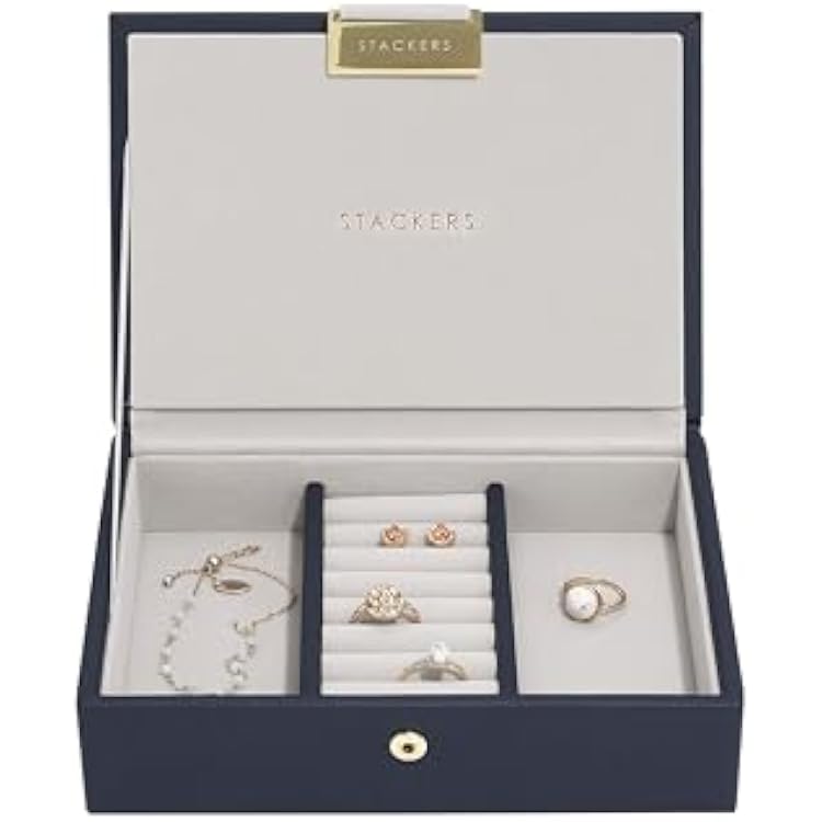 Stackers Navy Blue Mini Jewellery Box Lid