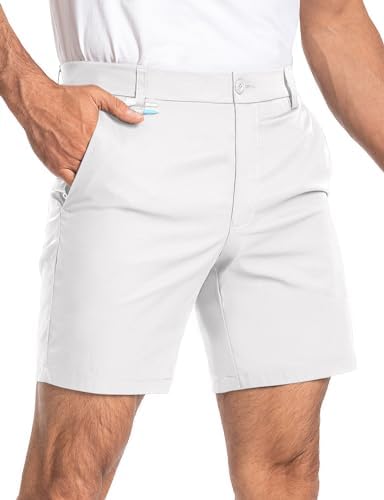 Moosehill Mens Golf Shorts 7" 10": Flat Front Hybrid Dress Shorts Quick Dry Stretch Anti Wrinkle with 4 Pockets for Work