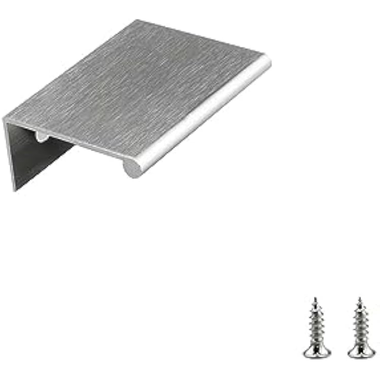Modket Brushed Nickel 2 Finger Lip Edge Pull Euro Modern Kitchen Cabinet Drawer Hardware Dresser 10 Packs