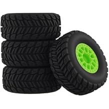 Pre Glued Wheel and Tire Plastic Rim Rubber for Arrma 1/16 Mojave Grom RC Car Upgrades Part Green