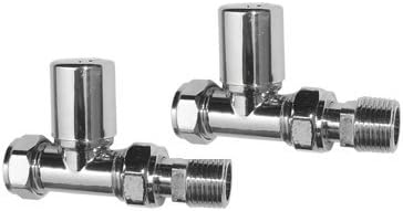 iBathUK Eco Thermostatic Radiator Valve,Round Straight Radiator Valve Pair, Central Heating,Tower Rail Valve- Chrome (Set of 2)