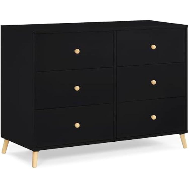 Delta Children Essex 6 Drawer Dresser, BlackNatural