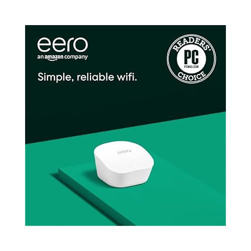 Like-New Amazon eero mesh wifi router - Supports internet plans up to 550 Mbps, Coverage up to 1,500 sq. ft., 1-pack