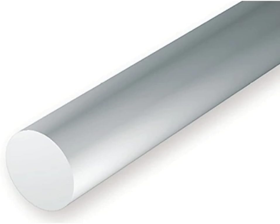 Evergreen Plastic Material Round Rod, Diameter 0.08 inches 2.0 mm, Length 13.8 inches 35 cm, Pack of 6