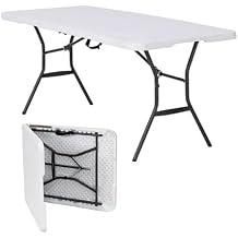 6-Foot Fold-in-Half,Portable Rectangular Banquet Table (White, 1PK)