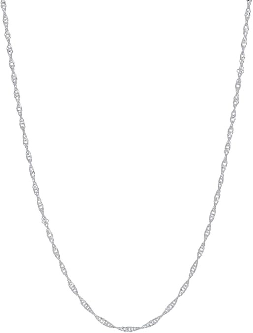 ITALIAN FASHIONS REAL Solid 14K or 10K Yellow or White Gold 1.1mm - 1.5mm - 2.0mm Diamond-Cut Singapore - Singapore Bar Chain Necklace with Lobster Claw Clasp | Multiple Lengths Available | Men Women | MADE IN ITALY