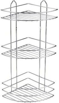 Stainless Chrome 3 Tiers Bathroom Corner Shampooing Corner Bathroom Shelf Attachment-03 Fma06187