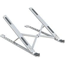Foldable Laptop Stand for Desk, Adjustable Laptop Riser, Ergonomic Laptop Holder Portable Aluminum Notebook Stand Carry for MacBook Pro/Air, 10-15.6 inches Notebook Computer (Silver)