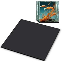 Pangda 1 Pcs 24 x 24 Inch Aquarium Fish Self Leveling Mat for Under Tank 5mm Thick Foam Compressible Neoprene Mat with Adhesive Backing Shockproof Waterproof Easy to Cut Stability, Black