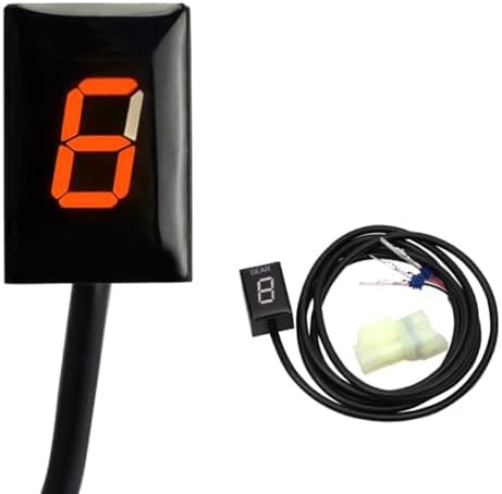 Motorcycle Gear Indicator for Honda VT1300 (Tous) 2010-2016, 6 Speed Digital Gear Indicator, Shift Lever Sensor, Motorcycle Speedometer Accessories, Plug & Play,D-Orange
