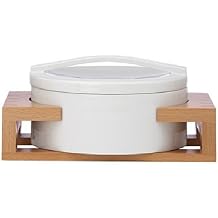 Dansk Framework Covered porcelain serving dish with wood stand