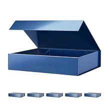 PACKHOME 6 Gift Boxes 11.5x8x2.5 Inches, Sturdy Shirt Boxes with Magnetic Lids for Multiple Occasions (Glossy Blue)