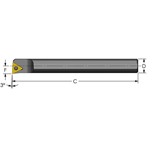 Ultra-Dex S08M STUPR2 Steel Boring Bar to Hold a Positive TPMT 21.51 at -3 Degree Lead, Right Hand, No Coolant, 0.500 x 6, 0.560 Minimum Bore