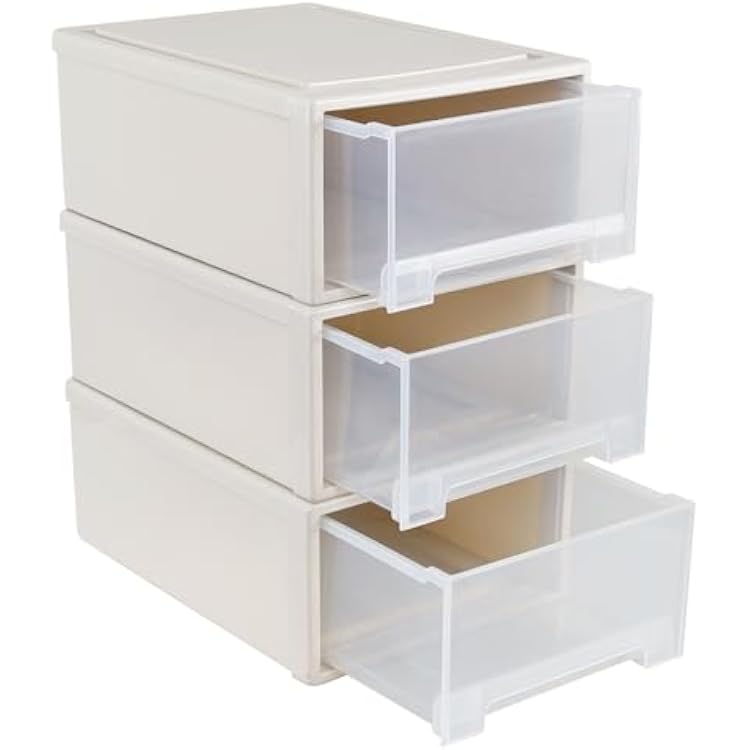17.5 Quart Plastic Storage Drawer, 3-Pack Large Stacking Drawer Unit