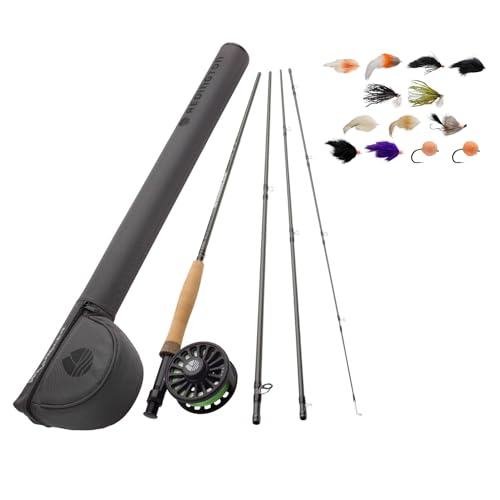 Redington Wrangler Trout Outfit and Alaska Trout 13 Piece Fly Assortment Bundle