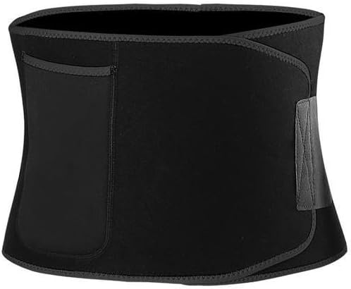 Waist Trainer for Women&Men Trimmer Sweat Belt for Weight Loss body shaper Back Lumbar Support Belt Adjustable Waist Trimmer for Workout, Running and Fitness Black