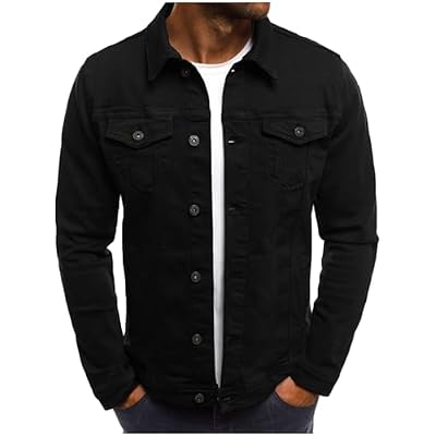 Jean Jackets for Men Trucker Denim Jacket Fall Casual Coats Long Sleeve Button Down Cardigan Trendy Outerwear