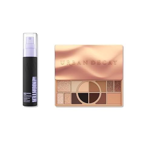 Urban Decay Naked Shaped Warm Palette & Natural Finish Makeup Setting Spray Travel Bundle - Multi-Use Neutrals - All Nighter Waterproof Setting Spray (1 Fl Oz) for Transfer-Resistant Eye & Face Makeup