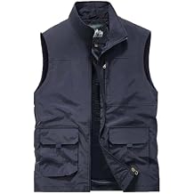 Men Cargo Vest Lightweight Running Vest Zip Up Hiking Vest Casual Outdoor Vest Plus Size Sleeveless Vest with Pockets