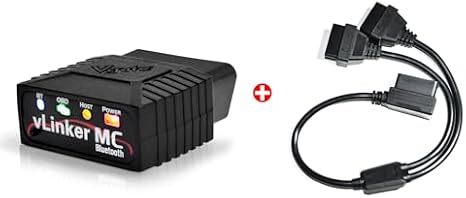 Vgate vLinker MC Bluetooth 3.0 OBD2 Code Reader (Android, Windows) & 16 Pin OBD2 Splitter 12 inches