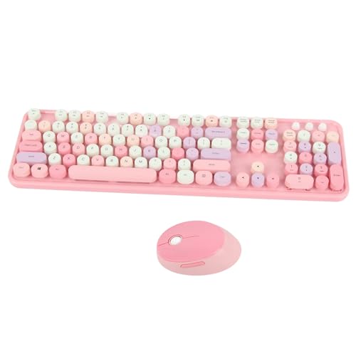 Wireless Keyboard Set, Retro Typewriter Design, Mechanical Key Feel, Plug and Play, 104 Key Layout, Durable Build for Gaming, Office, Home Use, Programming, Creative Writing, Daily Typing