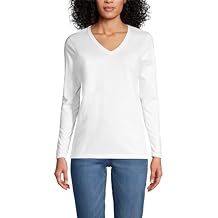 Lands' End Women's Relaxed American-Grown Supima Cotton Long Sleeve V-Neck T-Shirt