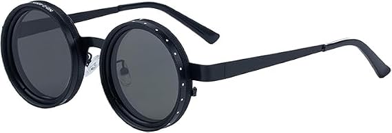 Adjustable-Tint Men's Sunglasses ND Filter, UV400 Polarized Retro Round Frames