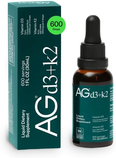 AG1 Vitamin D3 + K2 Liquid Drops | Vitamin D & K Blend | Daily Bone Support | Supports Immune, Heart, and Bone Health With Highly Bioavailable Nutrients in an Easy-to-Use, Vegan Formula