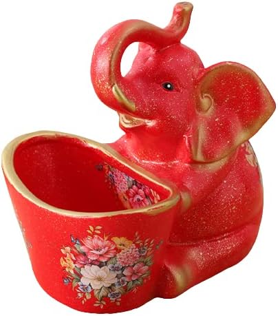 Elephant Statue,Elephant Decor for Shelf Table Living Room Collectible Figurine Statue Accents,Red