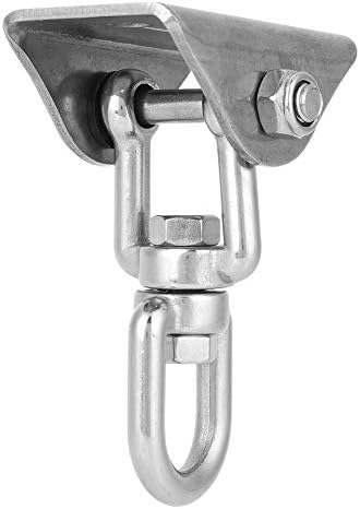 Ceiling Swing Hook, 360 Swivel Swing Hanger for Hammock,304 Stainless Steel for Maximum Load 1000lbs, Wood or Concrete Ceiling Mount, Included Carabiners & Hardware