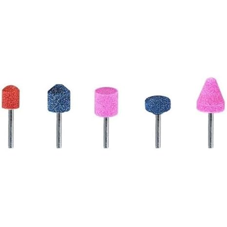 wolfcraft Mounted Stone Set, 5 Pcs. I 2142000 I For safe grinding and deburring