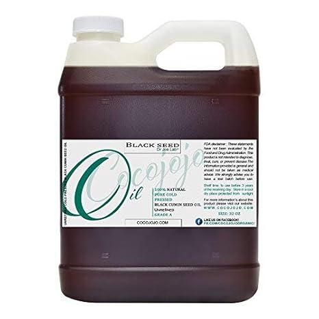 Cocojojo 32 ounce Black Cumin Oil - Cold Pressed Pure Natural Black Seed Kalonji Oil Hair Beard Face Lips Joint
