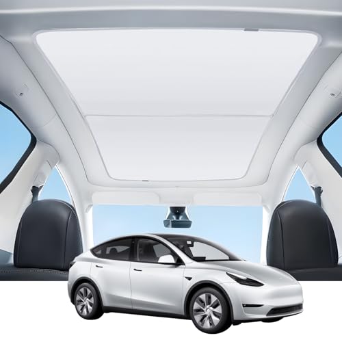 Tesla Model Y Sunshade Roof 2020-2024 | Split-Design UV Protection & Heat Insulation | UPF50 Reflective Fabric, Sag-Free Fit, Quick Installation