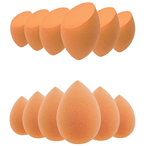 Makeup Sponge - 12 Pcs Makeup Sponge Set with Beauty Foundation Sponge Blender Holder, Flawless for Liquid, Cream, and Powder, Multi-Colored Makeup Sponges.orange