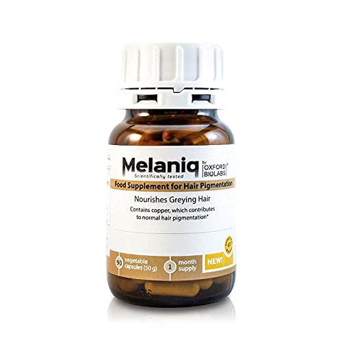 Melaniq Hair Pigmentation Dietary Supplement - Anti Gray Hair Tablets for Men Women - Melanin Support Anti-Ageing Vegetarian Capsules, 1 month supply