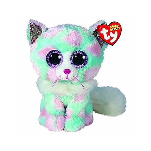 Ty - Beanie Boo's - Soft Toy Opal the Cat 15 cm, Pink and Blue, TY36376
