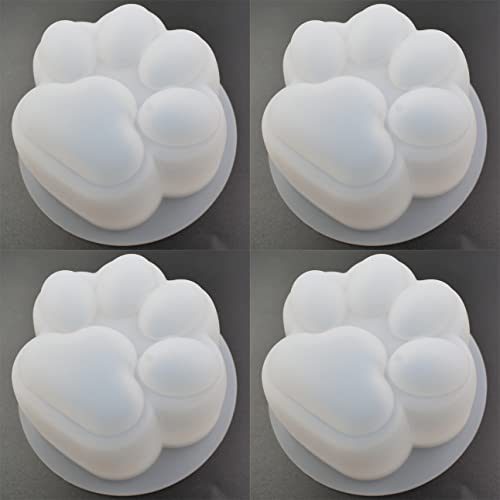 4Pcs Cat Paws Shape Epoxy Mold, Glossy Finish Surface Cute Cat Footprint Candle, Soap, Resin Casting Silicone Mold, Each 2.5 x 2.5 x 1.5