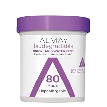 Almay Longwear and Waterproof Eye Makeup Remover Pads, 80 Count (Pack of 4)