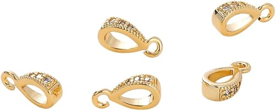 New 2026 4Pcs 18K Gold Colors Drop Rhinestone Pearl Brass Clasps Clips Charrm C0innectors Hooks for Necklace Bracelet Jewelry Making Fashion Accessories Creative Gift