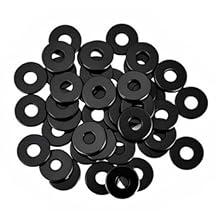 50 PCS 1/4" Washers Flat, 7/10" OD, Black Electroplated Flat Washers Made of Stainless Steel 18-8(304), Flat Washer for Decorating Parts