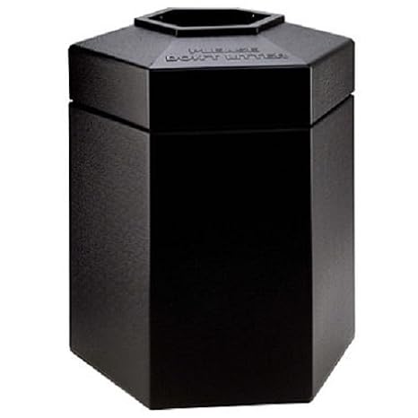 PolyTec 45 Gallon Hex Waste Container Color: Black