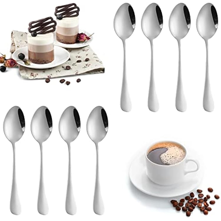 8 Pcs Demitasse Espresso Spoon, SourceTon Stainless Stee Mini Coffee Spoons for Dessert, Coffee Sugar, Tea, Appetizer 4.9 Inch