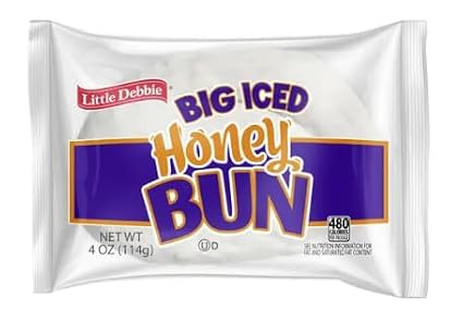 Little Debbie Iced Honey Buns 4oz Single Serve, 1 Caddy (9 Individually wrapped vending packs)