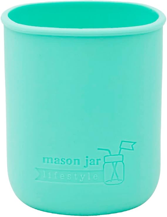 Quart 32oz Silicone Sleeves/Jackets for Protecting Ball, Kerr, Canning Jars by Mason Jar Lifestyle (Aquamarine, 2 Pack)