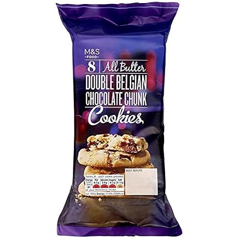 Marks and Spencers 20 AllDouble Belgian Chocolate Chunk Cookies | 2 x 7 Pack | M&S Food Vegetarian | 2 x 225g