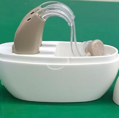 Rechargeable Hearing Amplifier with Noise Cancelling,Adjustable Volume Control,One Pair Hearing Assist Devices with Charging Box,for older men